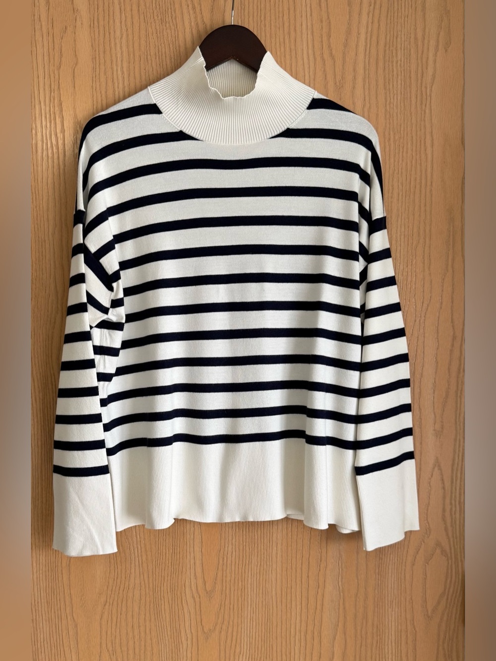 Aritzia Babaton | Women’s M | Black Cream Striped Tradition Mock Sweater Relaxed